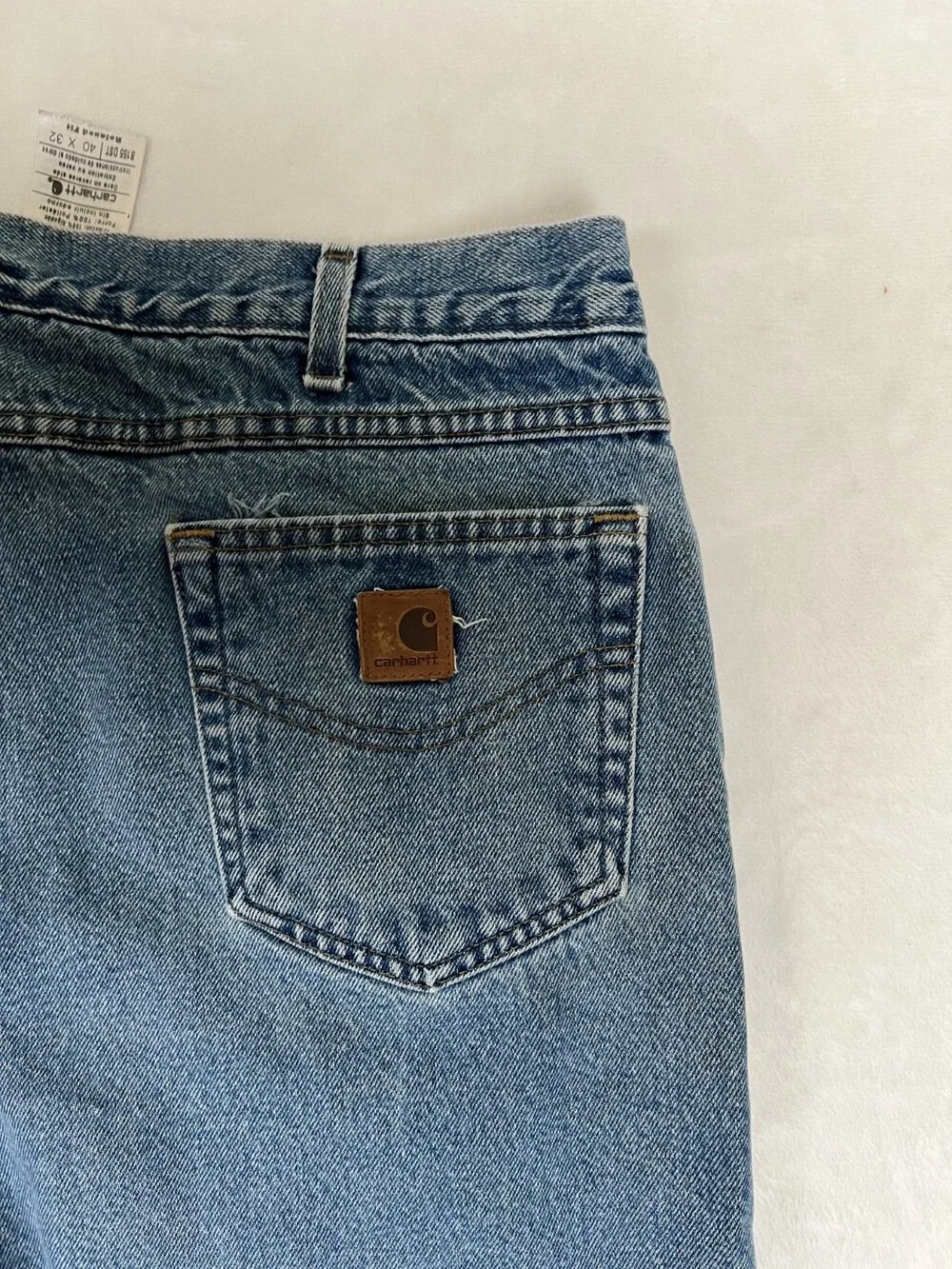 Vintage Carhartt Insulated Lined Denim Jeans Men's Size 40x32 Blue Medium Wash